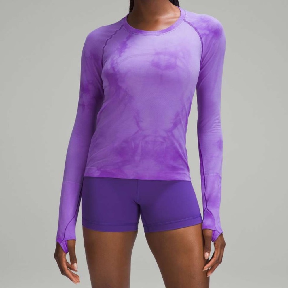 Lululemon Swiftly Long-Sleeve Shirt Race Length - Marble Dye Atomic Purple